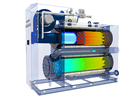 完全冷凝熱水鍋爐鍋爐剖析圖